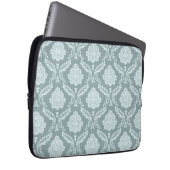 Rococo-Damask-Muster Entengrün+Türkis Laptopschutzhülle (Vorne Rechts)
