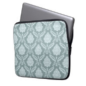Rococo-Damask-Muster Entengrün+Türkis Laptopschutzhülle (Vorderseite Links)