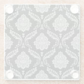 Rococo-Damask-Muster Grau auf Schwarz Glasuntersetzer (Rückseite)