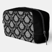 Rococo-Damask-Muster Grau auf Schwarz Waschbeutel (Rechte Ecke)