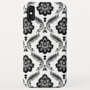 Rococo-Damask-Muster Grau Schwarz Weiß Case-Mate iPhone Hülle