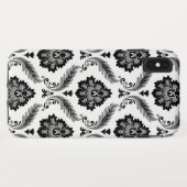 Rococo-Damask-Muster Grau Schwarz Weiß Case-Mate iPhone Hülle (Rückseite (Horizontal))