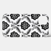 Rococo-Damask-Muster Grau Schwarz Weiß Case-Mate iPhone Hülle (Rückseite (Horizontal))