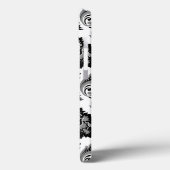 Rococo-Damask-Muster Grau Schwarz Weiß Case-Mate iPhone Hülle (Rückseite / Links)