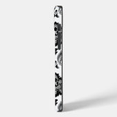 Rococo-Damask-Muster Grau Schwarz Weiß Case-Mate iPhone Hülle (Rückseite / Links)