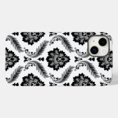 Rococo-Damask-Muster Grau Schwarz Weiß Case-Mate iPhone Hülle (Rückseite (Horizontal))