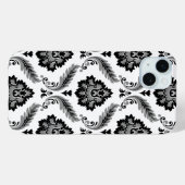 Rococo-Damask-Muster Grau Schwarz Weiß Case-Mate iPhone Hülle (Rückseite (Horizontal))
