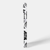 Rococo-Damask-Muster Grau Schwarz Weiß Case-Mate iPhone Hülle (Rückseite / Links)