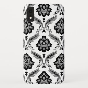 Rococo-Damask-Muster Grau Schwarz Weiß Case-Mate iPhone Hülle