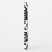 Rococo-Damask-Muster Grau Schwarz Weiß Case-Mate iPhone Hülle (Hinten/Links)