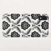 Rococo-Damask-Muster Grau Schwarz Weiß Case-Mate iPhone Hülle (Rückseite (Horizontal))