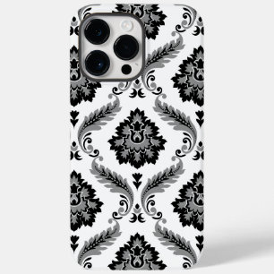 Rococo-Damask-Muster Grau Schwarz Weiß Case-Mate iPhone 14 Pro Max Hülle