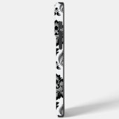 Rococo-Damask-Muster Grau Schwarz Weiß Case-Mate iPhone Hülle (Rückseite / Links)