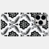 Rococo-Damask-Muster Grau Schwarz Weiß Case-Mate iPhone Hülle (Rückseite (Horizontal))