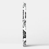 Rococo-Damask-Muster Grau Schwarz Weiß Case-Mate iPhone Hülle (Rückseite / Links)