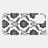 Rococo-Damask-Muster Grau Schwarz Weiß Case-Mate iPhone Hülle (Rückseite (Horizontal))
