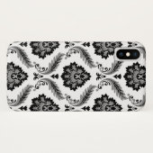 Rococo-Damask-Muster Grau Schwarz Weiß Case-Mate iPhone Hülle (Rückseite (Horizontal))
