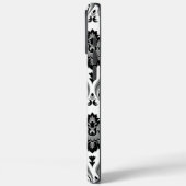 Rococo-Damask-Muster Grau Schwarz Weiß Case-Mate iPhone Hülle (Rückseite / Links)