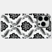 Rococo-Damask-Muster Grau Schwarz Weiß Case-Mate iPhone Hülle (Rückseite (Horizontal))