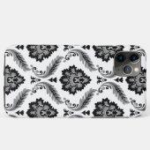Rococo-Damask-Muster Grau Schwarz Weiß Case-Mate iPhone Hülle (Rückseite (Horizontal))