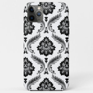 Rococo-Damask-Muster Grau Schwarz Weiß Case-Mate iPhone Hülle