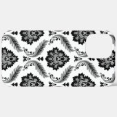 Rococo-Damask-Muster Grau Schwarz Weiß Case-Mate iPhone Hülle (Rückseite / Rechts)