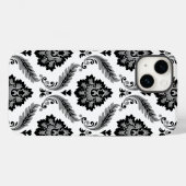 Rococo-Damask-Muster Grau Schwarz Weiß Case-Mate iPhone Hülle (Rückseite (Horizontal))