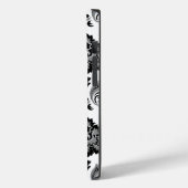 Rococo-Damask-Muster Grau Schwarz Weiß Case-Mate iPhone Hülle (Rückseite / Links)
