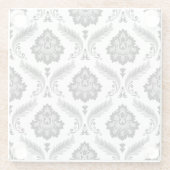 Rococo-Damask-Muster Grau Schwarz Weiß Glasuntersetzer (Rückseite)