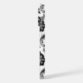 Rococo-Damask-Muster Grau Schwarz Weiß iPhone Hülle (Linke Seite)