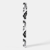 Rococo-Damask-Muster Grau Schwarz Weiß iPhone Hülle (Rechte Seite)