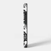 Rococo-Damask-Muster Grau Schwarz Weiß iPhone Hülle (Linke Seite)