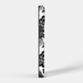 Rococo-Damask-Muster Grau Schwarz Weiß iPhone Hülle (Rechte Seite)