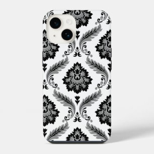 Rococo-Damask-Muster Grau Schwarz Weiß iPhone 14 Hülle