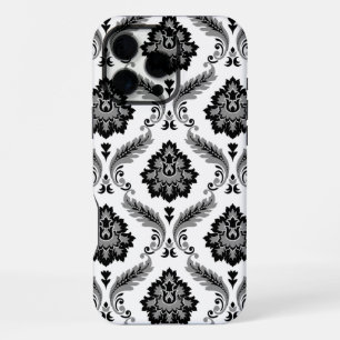 Rococo-Damask-Muster Grau Schwarz Weiß iPhone 16 Pro Max Hülle