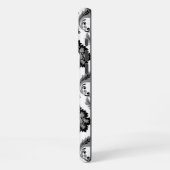 Rococo-Damask-Muster Grau Schwarz Weiß iPhone Hülle (Linke Seite)