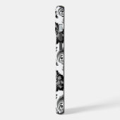 Rococo-Damask-Muster Grau Schwarz Weiß iPhone Hülle (Linke Seite)