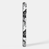 Rococo-Damask-Muster Grau Schwarz Weiß iPhone Hülle (Rechte Seite)