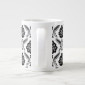 Rococo-Damask-Muster Grau Schwarz Weiß Jumbo-Tasse (Rückseite)