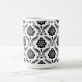 Rococo-Damask-Muster Grau Schwarz Weiß Kaffeetasse (Mittel)
