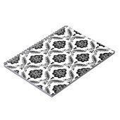 Rococo-Damask-Muster Grau Schwarz Weiß Notizblock (Linke Seite)