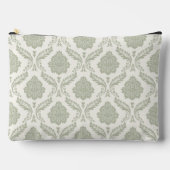 Rococo-Damask-Muster Grün auf Creme Zubehörtasche (Vorderseite)