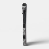 Rococo-Damask-Muster Schwarz auf Grau Case-Mate iPhone Hülle (Rückseite / Links)