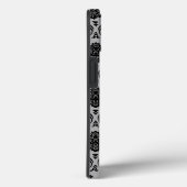 Rococo-Damask-Muster Schwarz auf Grau Case-Mate iPhone Hülle (Rückseite / Rechts)