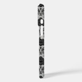 Rococo-Damask-Muster Schwarz auf Grau Case-Mate iPhone Hülle (Rückseite / Links)
