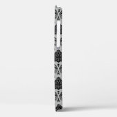 Rococo-Damask-Muster Schwarz auf Grau Case-Mate iPhone Hülle (Rückseite / Links)