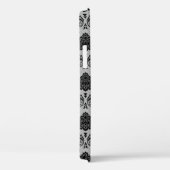 Rococo-Damask-Muster Schwarz auf Grau Case-Mate iPhone Hülle (Rückseite / Rechts)