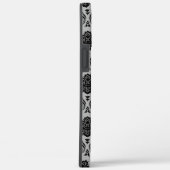 Rococo-Damask-Muster Schwarz auf Grau Case-Mate iPhone Hülle (Rückseite / Rechts)