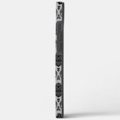 Rococo-Damask-Muster Schwarz auf Grau Case-Mate iPhone Hülle (Rückseite / Links)