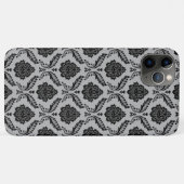 Rococo-Damask-Muster Schwarz auf Grau Case-Mate iPhone Hülle (Rückseite (Horizontal))